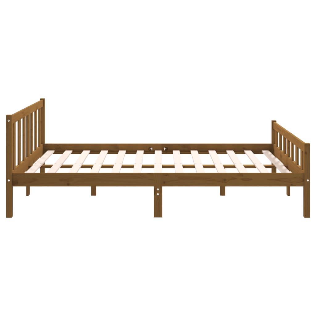 Solid Wood Bed Frame 120x200 cm, Honey Brown Finish, No Mattress