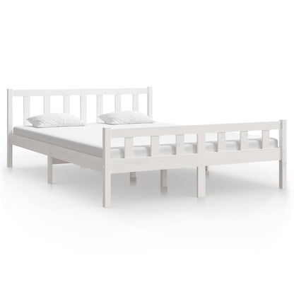 King Size White Solid Wood Bed Frame (Mattress Not Included)