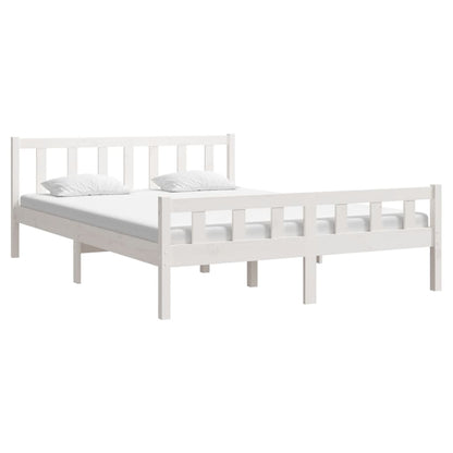 King Size White Solid Wood Bed Frame (Mattress Not Included)