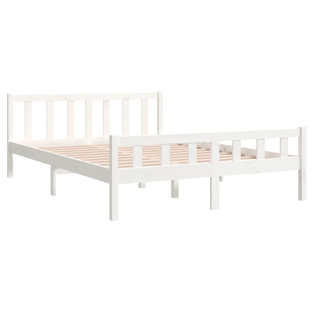 King Size White Solid Wood Bed Frame (Mattress Not Included)