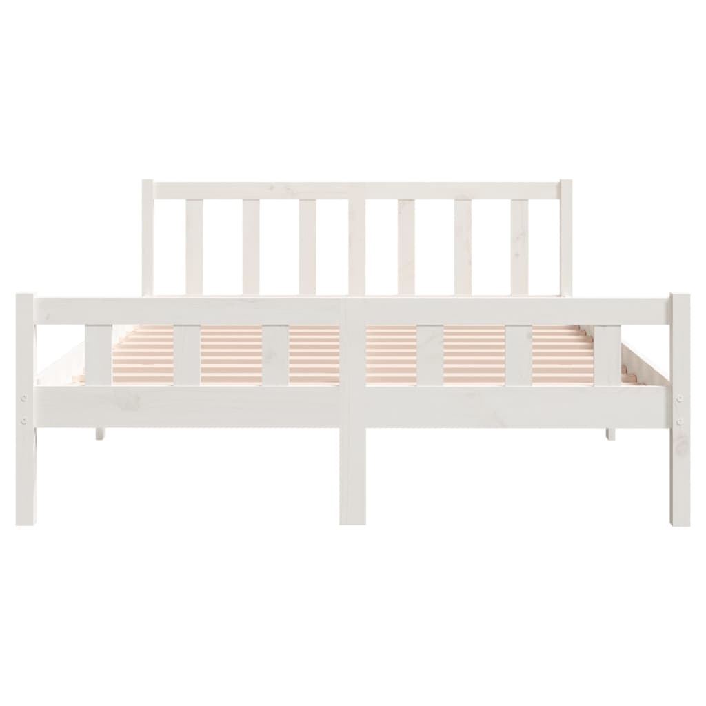 King Size White Solid Wood Bed Frame (Mattress Not Included)