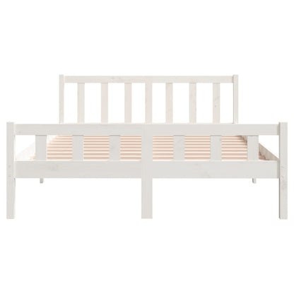 King Size White Solid Wood Bed Frame (Mattress Not Included)