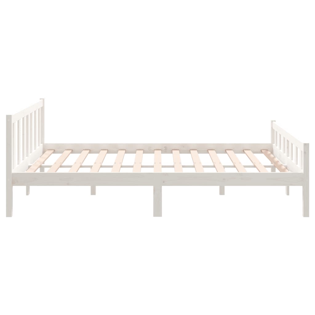 King Size White Solid Wood Bed Frame (Mattress Not Included)