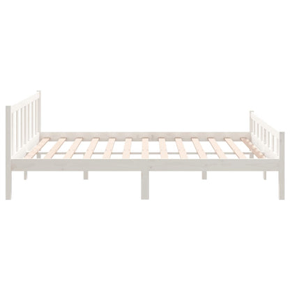 King Size White Solid Wood Bed Frame (Mattress Not Included)