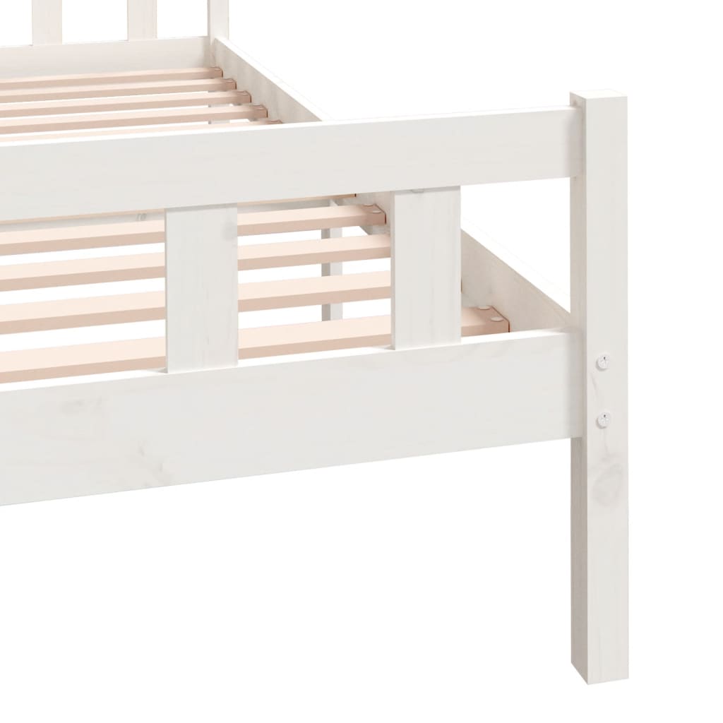 King Size White Solid Wood Bed Frame (Mattress Not Included)