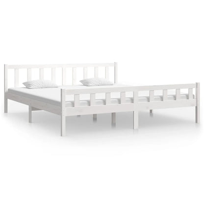 White Solid Wood Bed Frame 160x200 cm - No Mattress Included