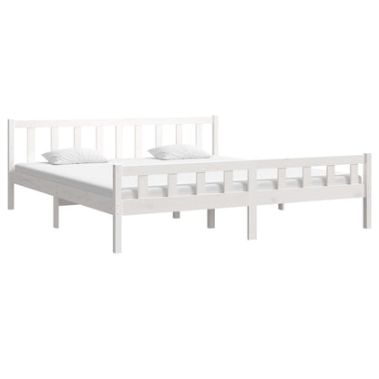 White Solid Wood Bed Frame 160x200 cm - No Mattress Included
