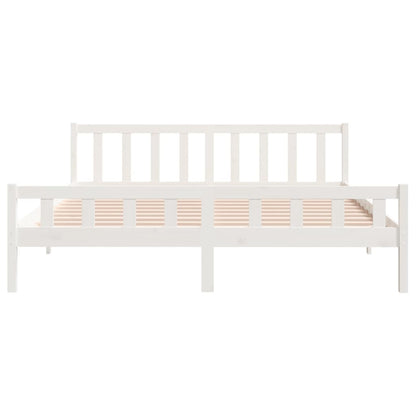 White Solid Wood Bed Frame 160x200 cm - No Mattress Included