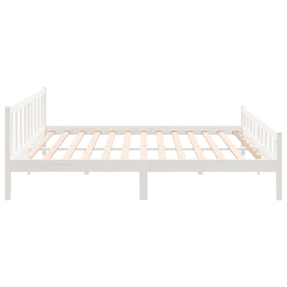 White Solid Wood Bed Frame 160x200 cm - No Mattress Included