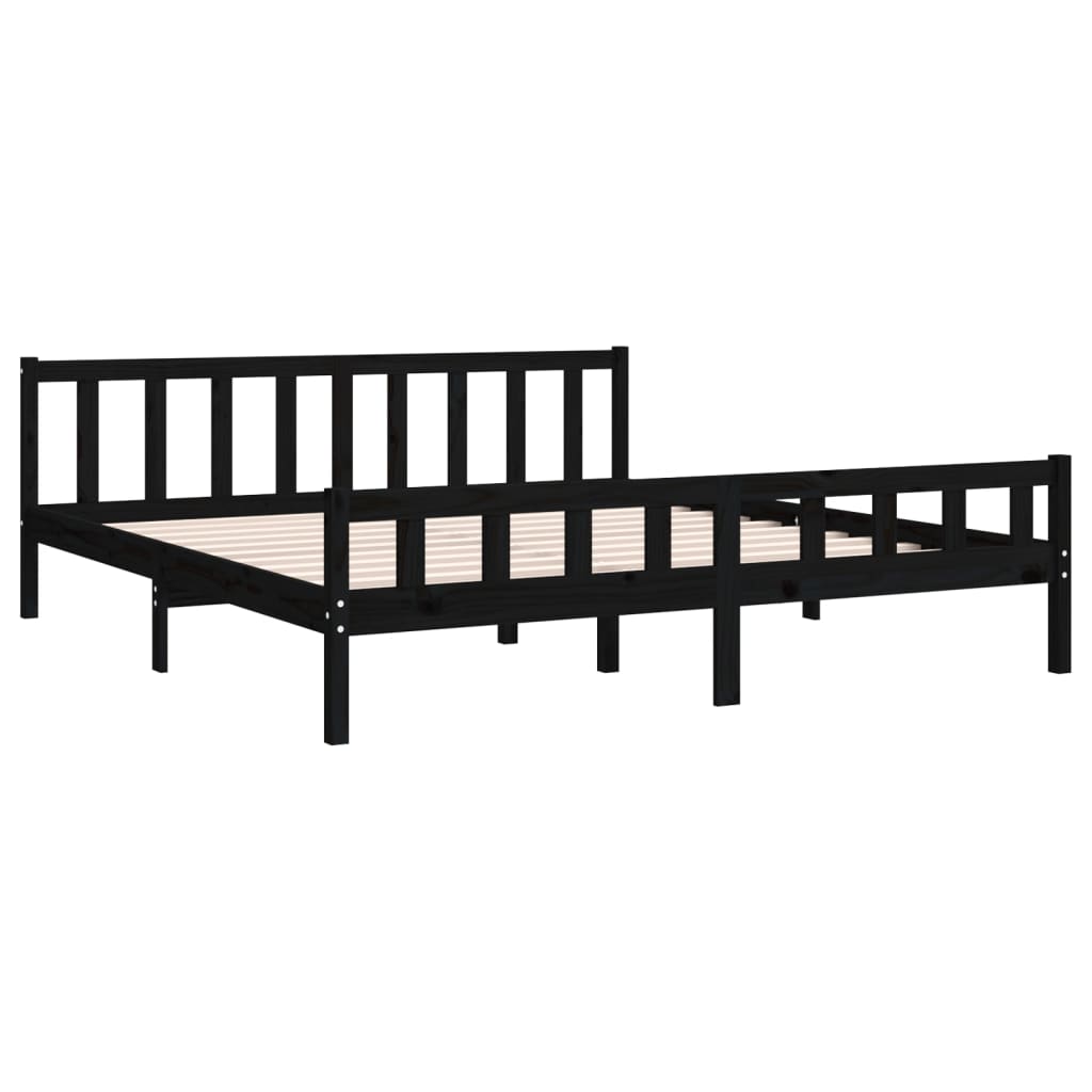 Black Solid Wood Bed Frame 160x200 cm - Stylish & Sturdy Design