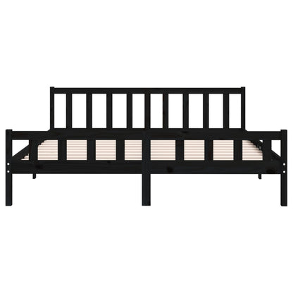 Black Solid Wood Bed Frame 160x200 cm - Stylish & Sturdy Design
