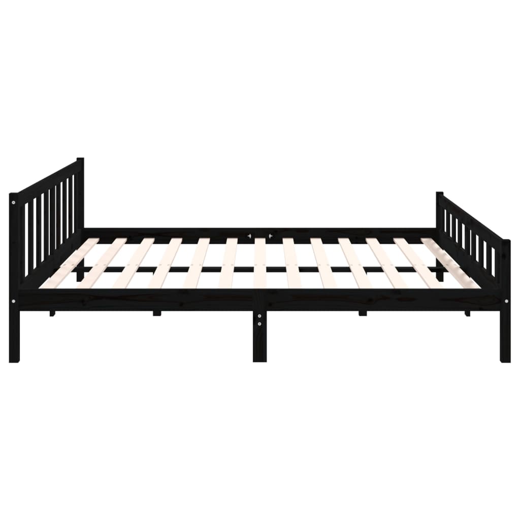 Black Solid Wood Bed Frame 160x200 cm - Stylish & Sturdy Design