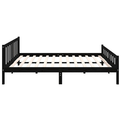 Black Solid Wood Bed Frame 160x200 cm - Stylish & Sturdy Design