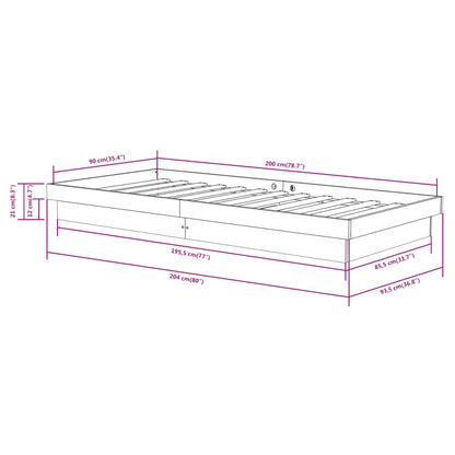 vidaXL Solid Wood Bed Frame 90x200 cm – No Mattress Included