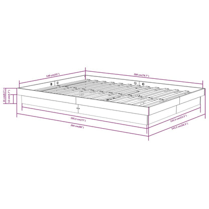 Solid Wood Bed Frame 140x200 cm - vidaXL 819907 (No Mattress)