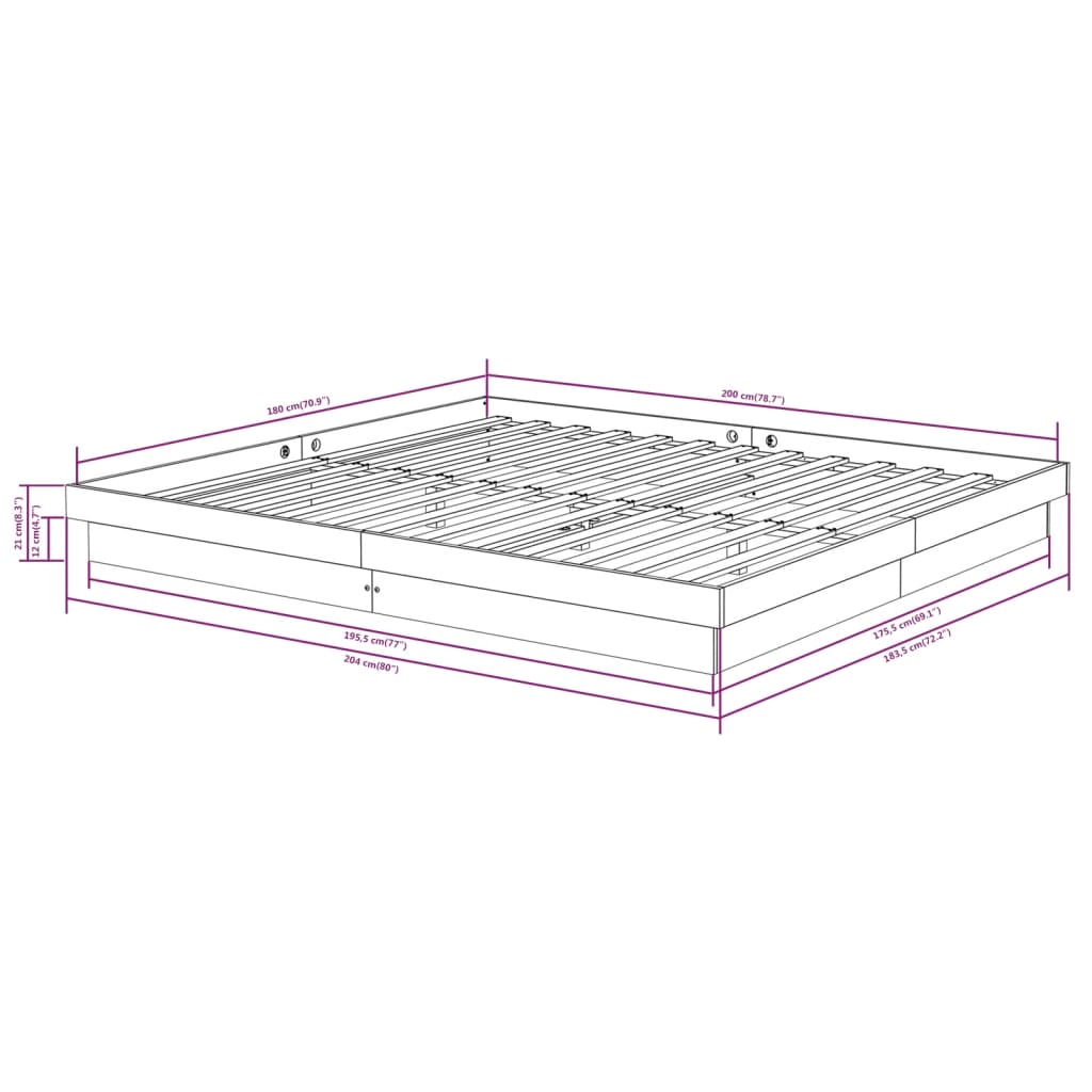 Solid Wood Super King Bed Frame - No Mattress Included