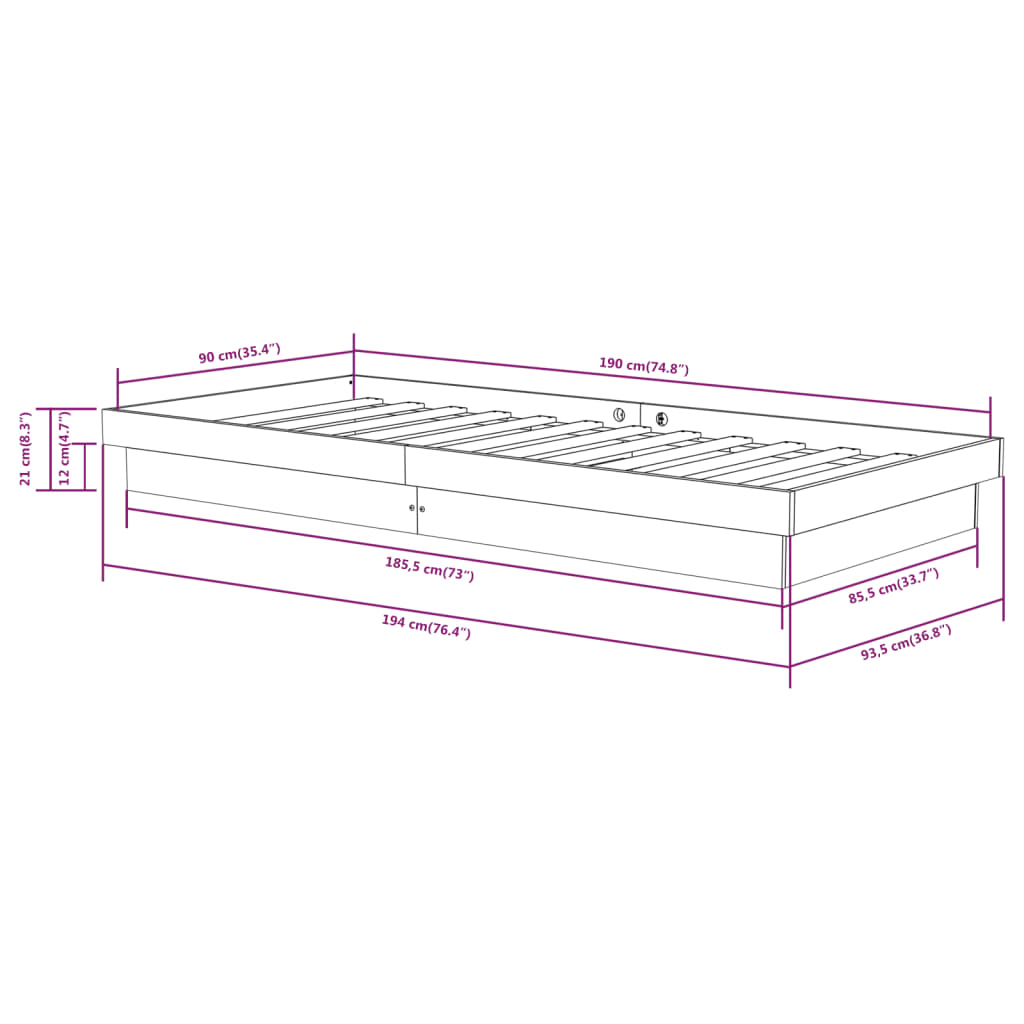 Solid Wood Single Bed Frame - Durable & Elegant Design
