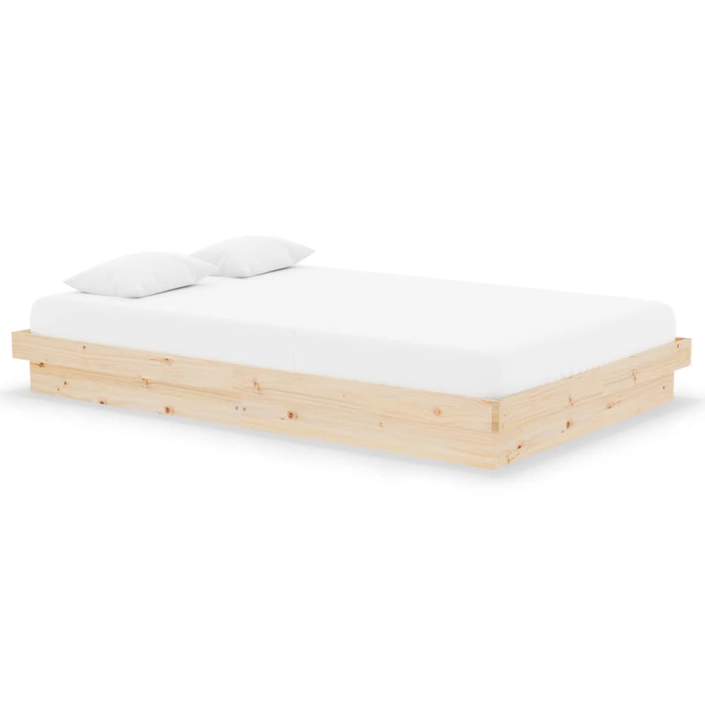 Solid Wood Small Double Bed Frame - Natural Finish, No Mattress