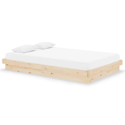 Solid Wood Small Double Bed Frame - Natural Finish, No Mattress