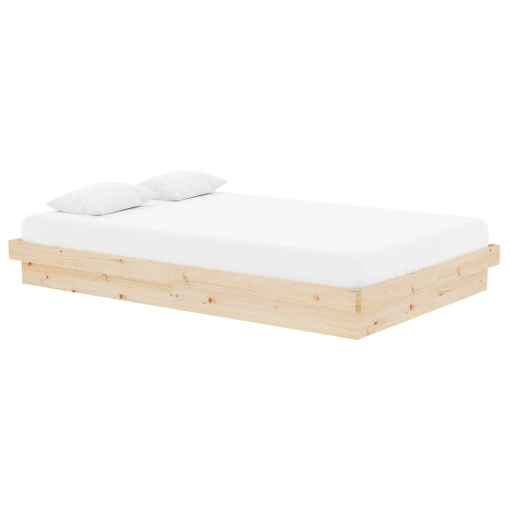 Solid Wood Small Double Bed Frame - Natural Finish, No Mattress
