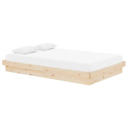 Solid Wood Small Double Bed Frame - Natural Finish, No Mattress