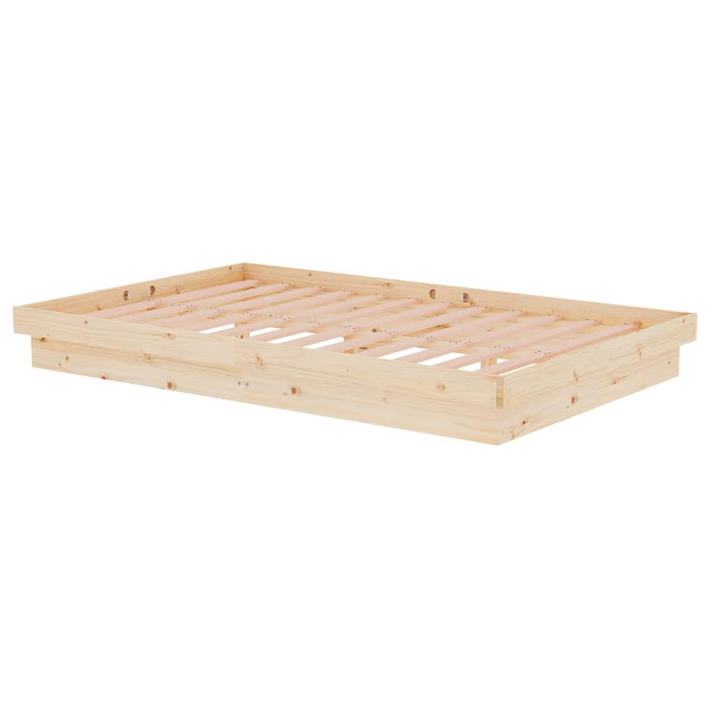 Solid Wood Small Double Bed Frame - Natural Finish, No Mattress