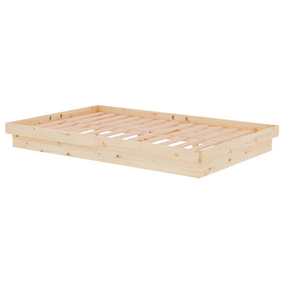 Solid Wood Small Double Bed Frame - Natural Finish, No Mattress