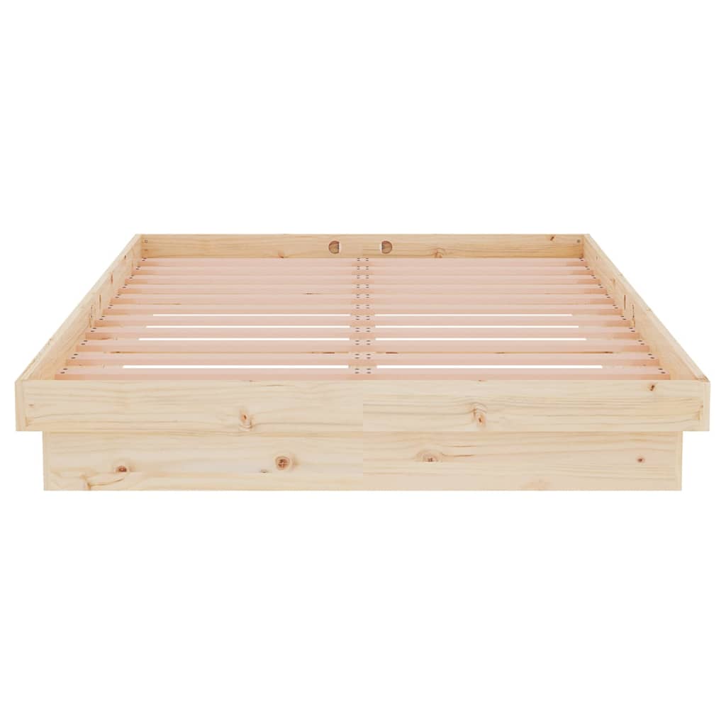 Solid Wood Small Double Bed Frame - Natural Finish, No Mattress