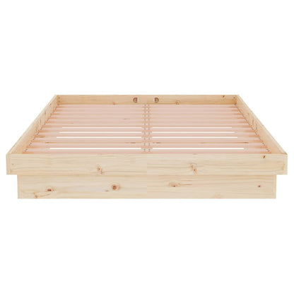 Solid Wood Small Double Bed Frame - Natural Finish, No Mattress