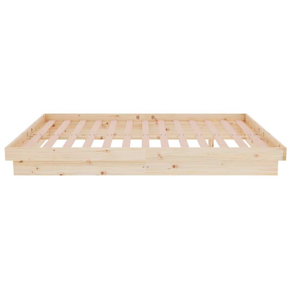 Solid Wood Small Double Bed Frame - Natural Finish, No Mattress