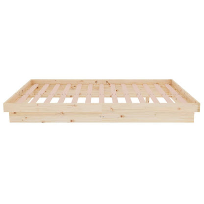 Solid Wood Small Double Bed Frame - Natural Finish, No Mattress