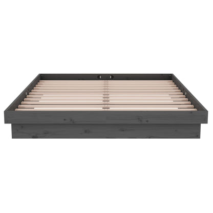 Solid Wood Grey Double Bed Frame - Sturdy & Stylish Design