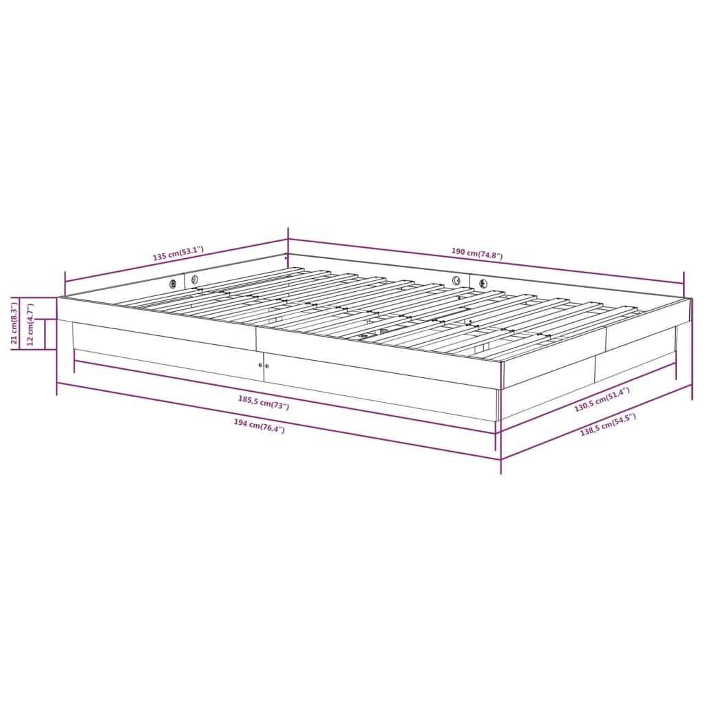 Solid Wood Grey Double Bed Frame - Sturdy & Stylish Design