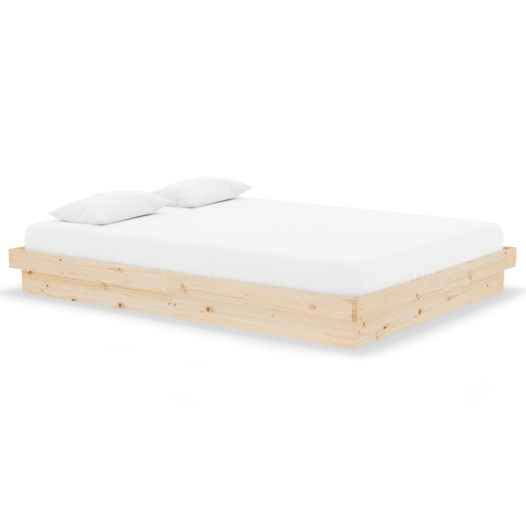 Solid Wood Bed Frame 140x190 cm - Natural Finish