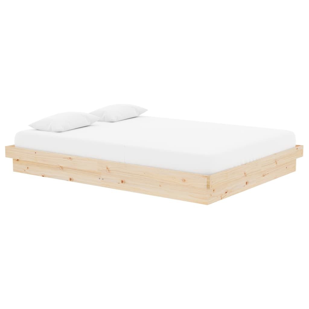 Solid Wood Bed Frame 140x190 cm - Natural Finish