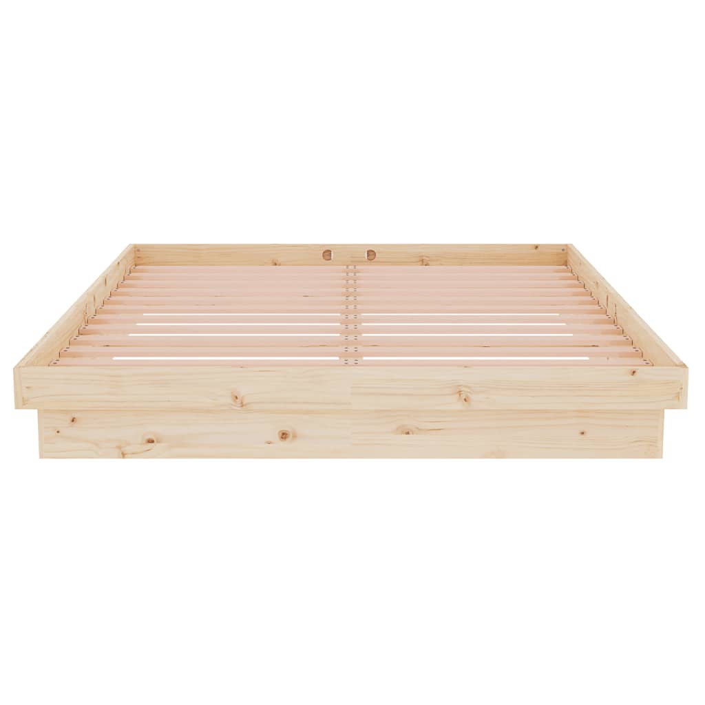 Solid Wood Bed Frame 140x190 cm - Natural Finish