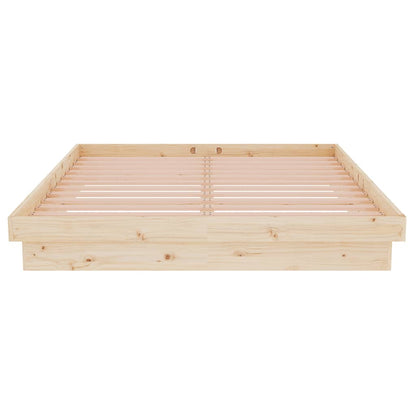 Solid Wood Bed Frame 140x190 cm - Natural Finish