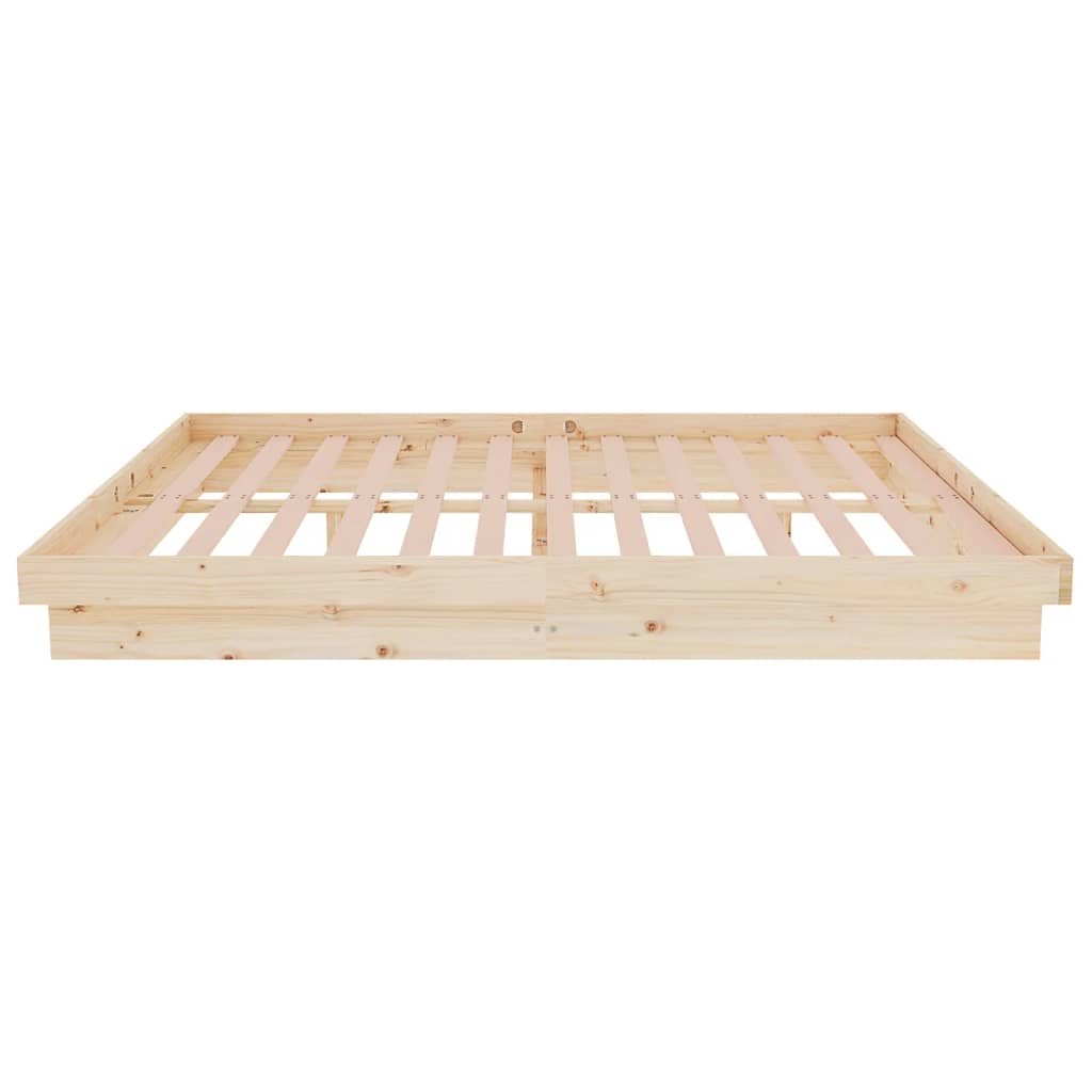Solid Wood Bed Frame 140x190 cm - Natural Finish