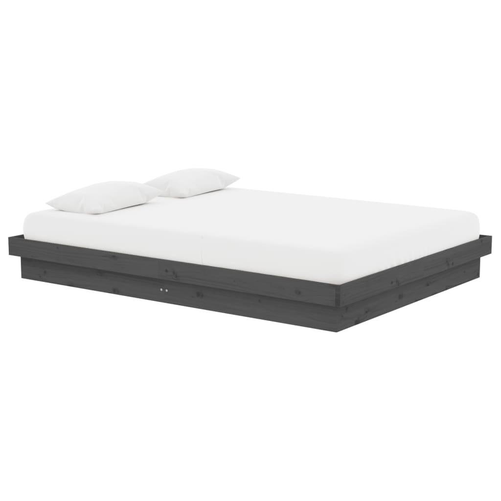 Bed Frame without Mattress Grey Solid Wood 140x190 cm