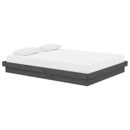 Bed Frame without Mattress Grey Solid Wood 140x190 cm