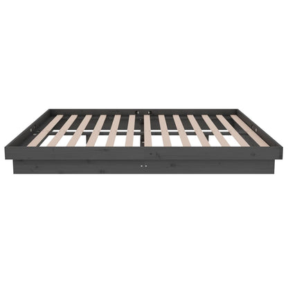 Bed Frame without Mattress Grey Solid Wood 140x190 cm