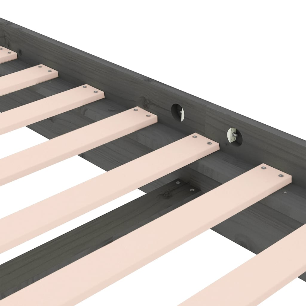 Bed Frame without Mattress Grey Solid Wood 140x190 cm