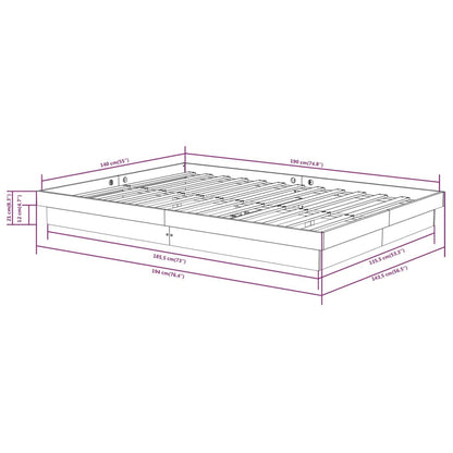 Bed Frame without Mattress Grey Solid Wood 140x190 cm