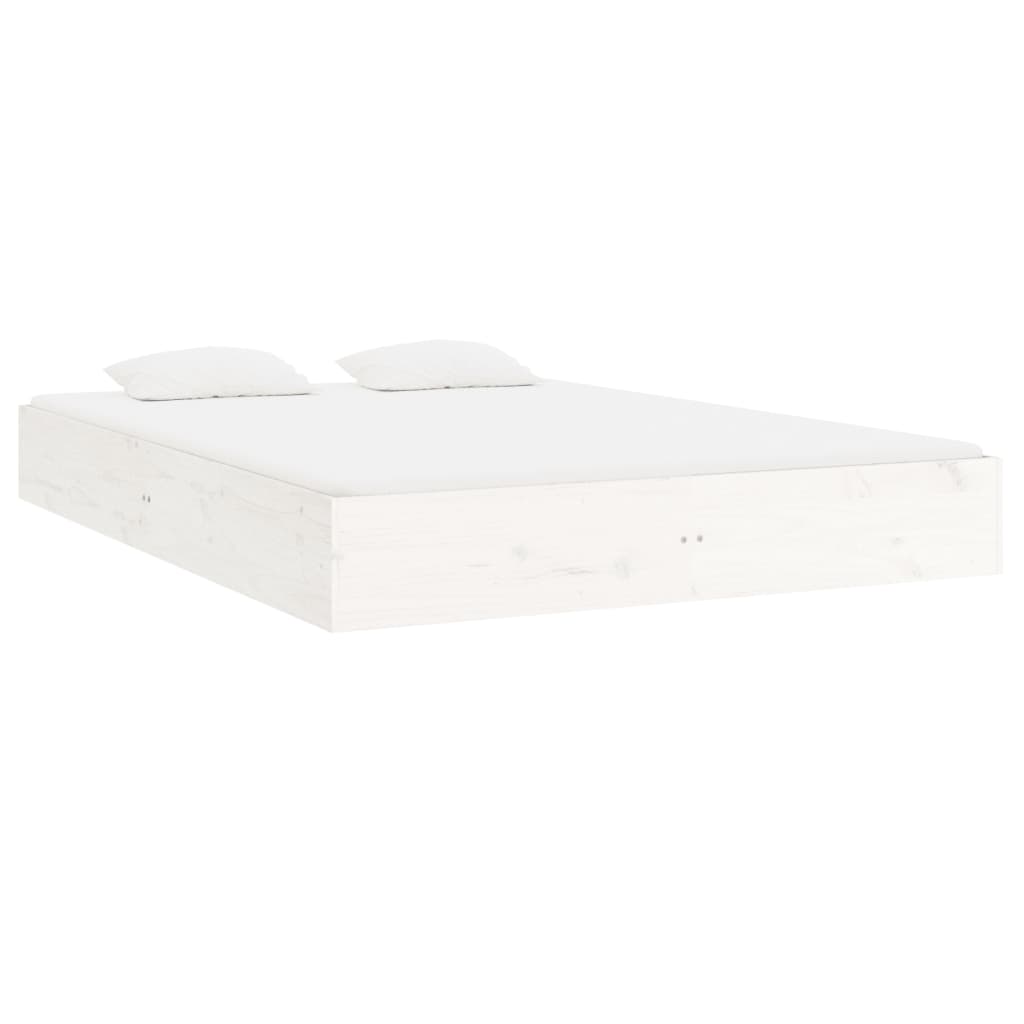 White Solid Wood Bed Frame 200x200 cm - No Mattress Included