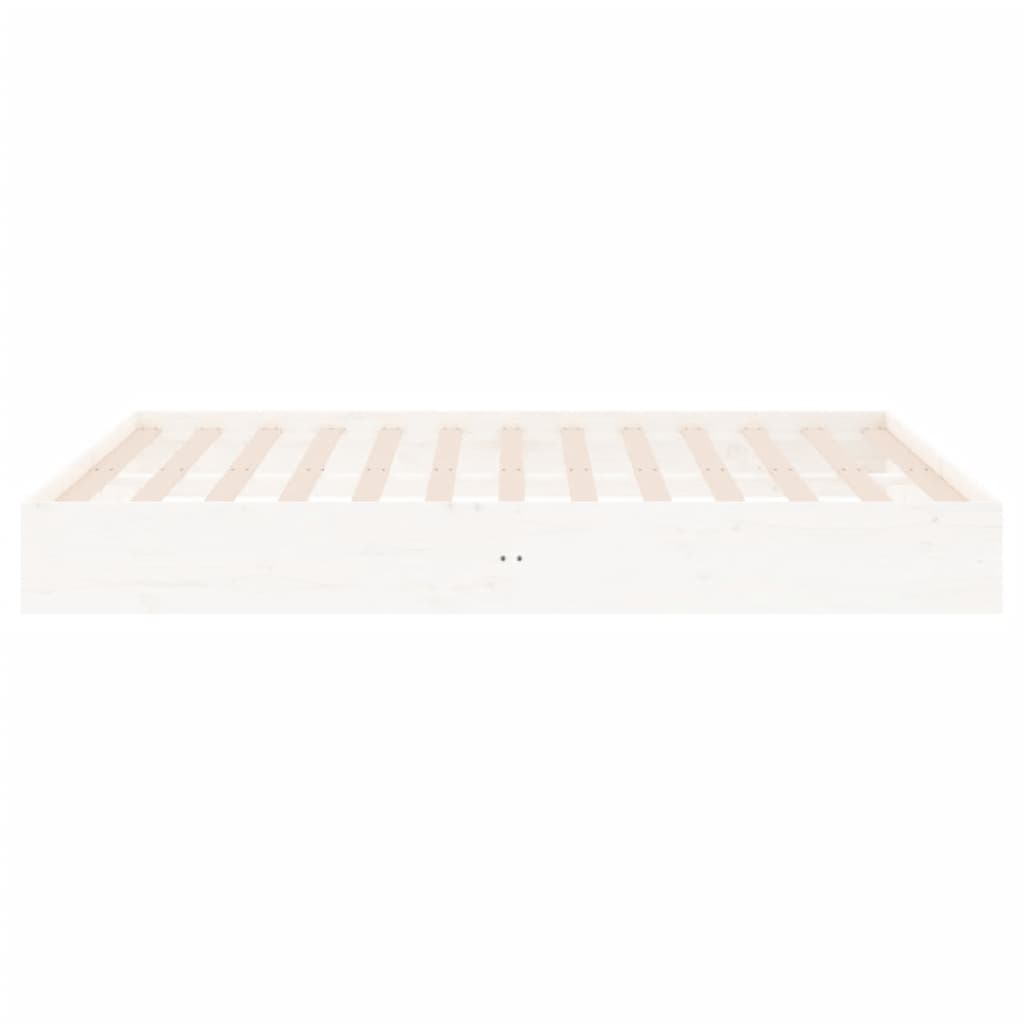 White Solid Wood Bed Frame 200x200 cm - No Mattress Included