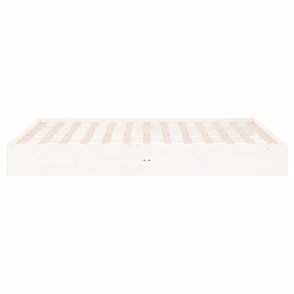White Solid Wood Bed Frame 200x200 cm - No Mattress Included