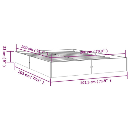 White Solid Wood Bed Frame 200x200 cm - No Mattress Included