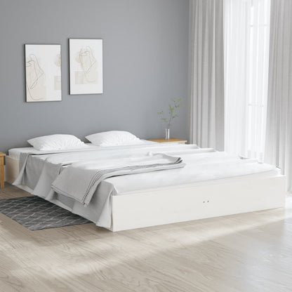 White Solid Wood Super King Bed Frame 180x200 cm (No Mattress)