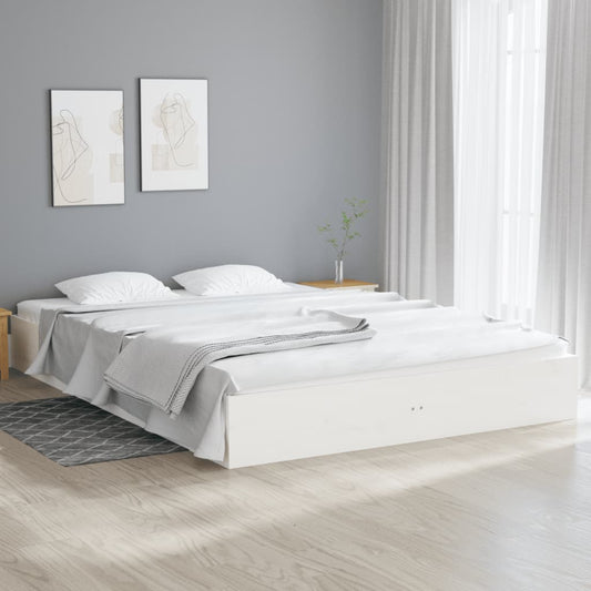White Solid Wood Super King Bed Frame 180x200 cm (No Mattress)