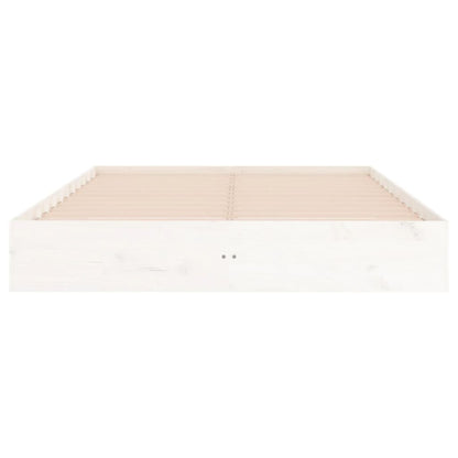 White Solid Wood Bed Frame 160x200 cm - No Mattress Included